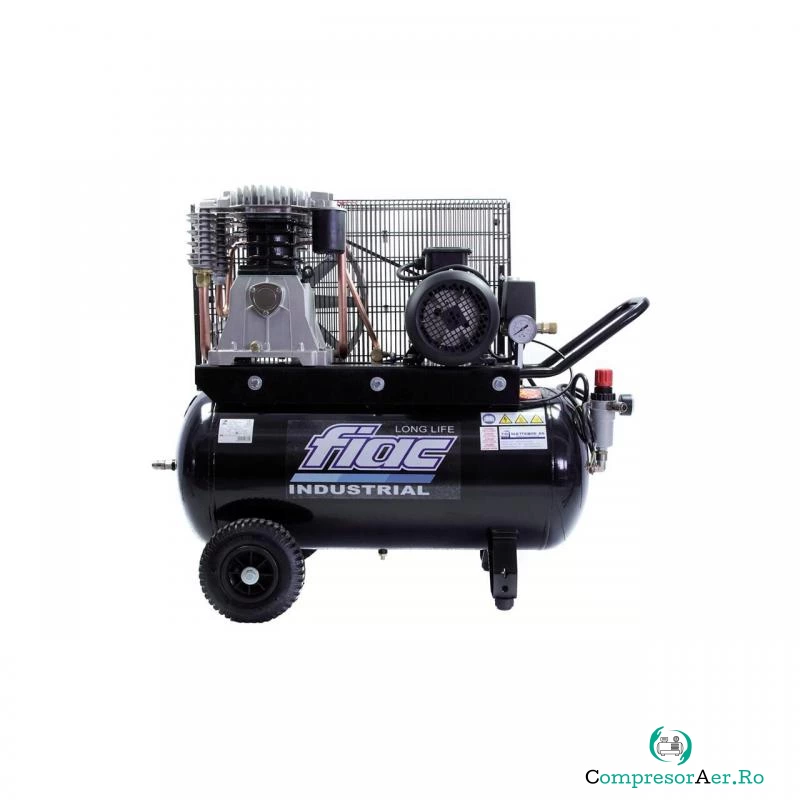 Compresor de aer cu piston trifazat, FIAC INDUSTRIAL Italia, tip AB90/515TC LONG LIFE, 380V, rezervor 90l, debit 510l/min, 10 bar, ungere cu ulei