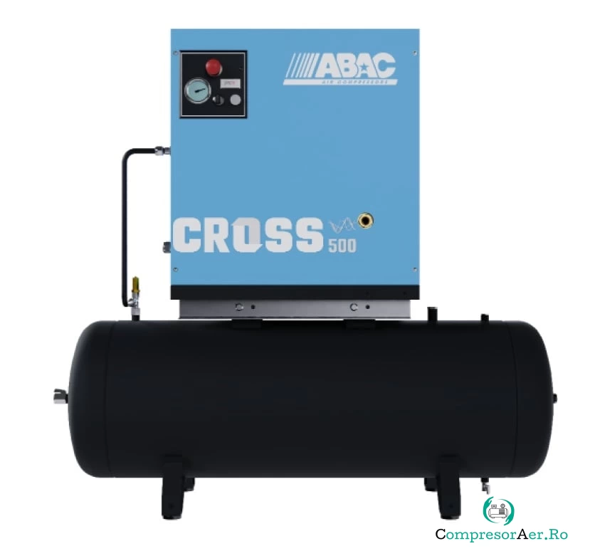 Compresor de aer profesional cu surub - 4 kW, 500 L/min, 10 bari - Rezervor 200 Litri - ABAC-CROSS-500-10-400/50-200