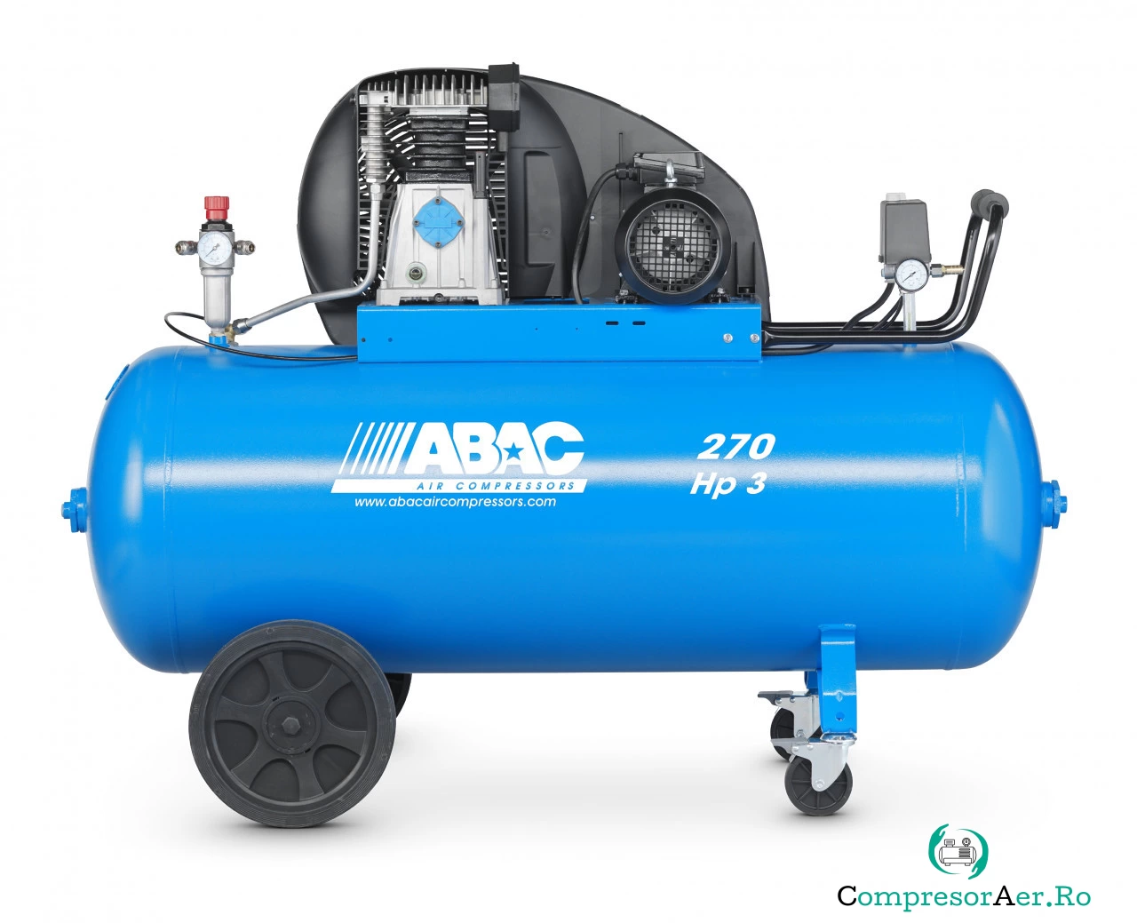 Compresor de aer cu piston - 400V, 2.2 kW, 393 L/min, 10 bari - Rezervor 270 Litri - ABAC-A39-270-CT3
