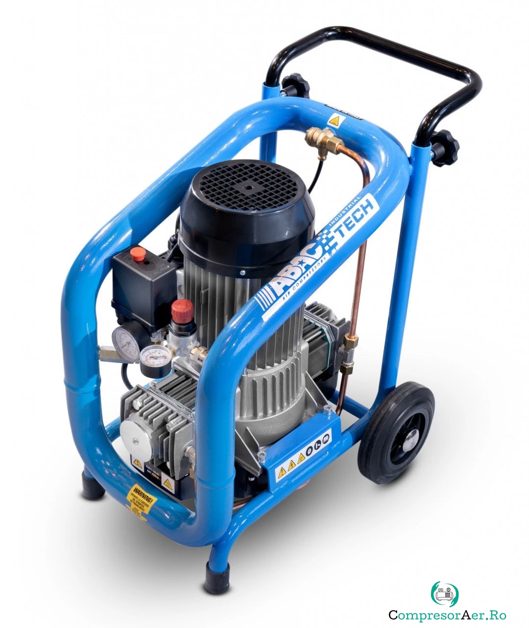 Compresor de aer cu piston fara ulei, silentios - 2.2 kW, 200 L/min, 10 bari - Rezervor 6 litri - ABAC-ATF-S-3-6-10