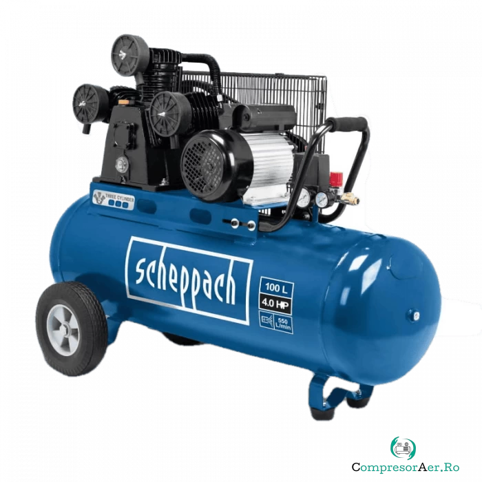 Compresor cu trei cilindri HC550TC Scheppach 5906147902, 400 V, 3000 W, 100 L, 10 bari