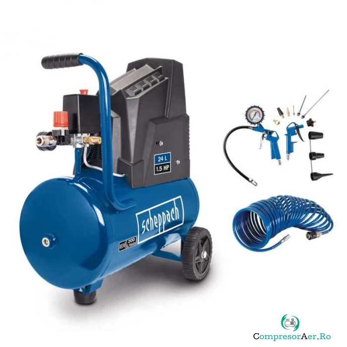 Compresor cu doi cilindri HC30o Scheppach 5906146901, 1100 W, 24l, 8 bari la 694.84 lei ron